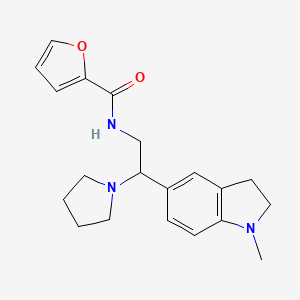 molecular formula C20H25N3O2 B2557243 N-(2-(1-methylindolin-5-yl)-2-(pyrrolidin-1-yl)ethyl)furan-2-carboxamide CAS No. 922033-24-7