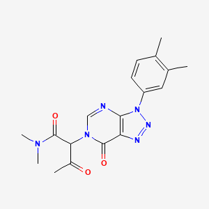molecular formula C18H20N6O3 B2557245 2-(3-(3,4-dimethylphenyl)-7-oxo-3H-[1,2,3]triazolo[4,5-d]pyrimidin-6(7H)-yl)-N,N-dimethyl-3-oxobutanamide CAS No. 872591-20-3