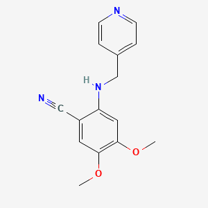 molecular formula C15H15N3O2 B2557247 4,5-Dimethoxy-2-[(pyridin-4-ylmethyl)amino]benzonitrile CAS No. 890093-01-3