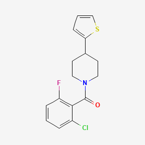 molecular formula C16H15ClFNOS B2557249 (2-氯-6-氟苯基)(4-(噻吩-2-基)哌啶-1-基)甲酮 CAS No. 1396885-92-9