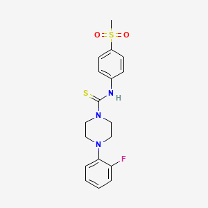 molecular formula C18H20FN3O2S2 B2557257 4-(2-氟苯基)-N-(4-(甲磺酰基)苯基)哌嗪-1-碳硫酰胺 CAS No. 900135-89-9