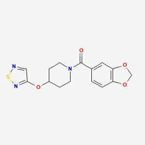 molecular formula C15H15N3O4S B2557285 1-(2H-1,3-benzodioxole-5-carbonyl)-4-(1,2,5-thiadiazol-3-yloxy)piperidine CAS No. 2097859-11-3