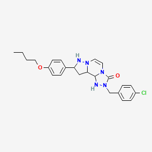 11-(4-Butoxyphenyl)-4-[(4-chlorophenyl)methyl]-3,4,6,9,10-pentaazatricyclo[7.3.0.0^{2,6}]dodeca-1(12),2,7,10-tetraen-5-one