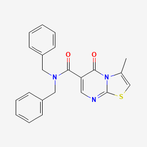molecular formula C22H19N3O2S B2557300 N,N-dibenzyl-3-methyl-5-oxo-5H-thiazolo[3,2-a]pyrimidine-6-carboxamide CAS No. 851944-68-8