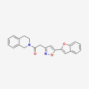 molecular formula C22H18N2O3 B2557319 2-(5-(benzofuran-2-yl)isoxazol-3-yl)-1-(3,4-dihydroisoquinolin-2(1H)-yl)ethanone CAS No. 1105218-27-6