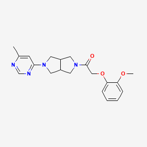 molecular formula C20H24N4O3 B2557332 2-(2-Methoxyphenoxy)-1-[2-(6-methylpyrimidin-4-yl)-1,3,3a,4,6,6a-hexahydropyrrolo[3,4-c]pyrrol-5-yl]ethanone CAS No. 2380181-69-9