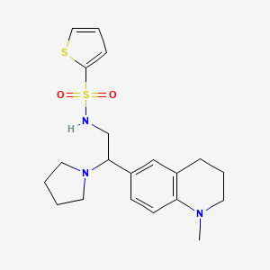 molecular formula C20H27N3O2S2 B2557348 N-(2-(1-methyl-1,2,3,4-tetrahydroquinolin-6-yl)-2-(pyrrolidin-1-yl)ethyl)thiophene-2-sulfonamide CAS No. 946346-65-2