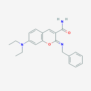 (2Z)-2-(benzylimino)-7-(diethylamino)-2H-chromene-3-carboxamide