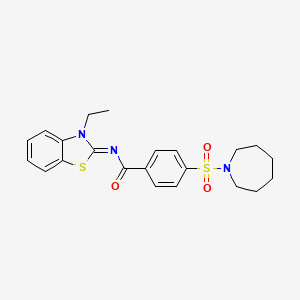 molecular formula C22H25N3O3S2 B2557357 (Z)-4-(azepan-1-ylsulfonyl)-N-(3-ethylbenzo[d]thiazol-2(3H)-ylidene)benzamide CAS No. 850910-75-7