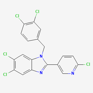 molecular formula C19H10Cl5N3 B2557364 5,6-dichloro-2-(6-chloro-3-pyridinyl)-1-(3,4-dichlorobenzyl)-1H-1,3-benzimidazole CAS No. 303144-88-9