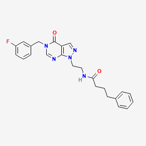 molecular formula C24H24FN5O2 B2557369 N-(2-(5-(3-fluorobenzyl)-4-oxo-4,5-dihydro-1H-pyrazolo[3,4-d]pyrimidin-1-yl)ethyl)-4-phenylbutanamide CAS No. 922048-05-3
