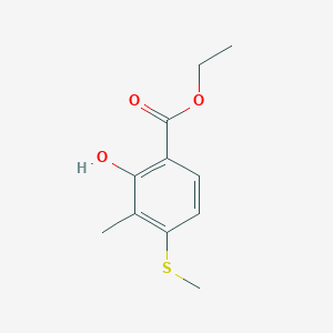 molecular formula C11H14O3S B2557372 Ethyl 2-hydroxy-3-methyl-4-(methylsulfanyl)benzenecarboxylate CAS No. 329695-70-7