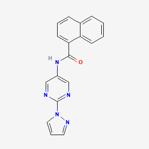 molecular formula C18H13N5O B2557378 N-(2-(1H-pyrazol-1-yl)pyrimidin-5-yl)-1-naphthamide CAS No. 1421521-93-8