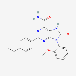 molecular formula C21H19N5O3 B2557386 2-(4-ethylphenyl)-9-(2-methoxyphenyl)-8-oxo-8,9-dihydro-7H-purine-6-carboxamide CAS No. 869069-37-4