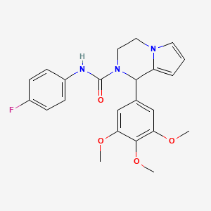 molecular formula C23H24FN3O4 B2557394 N-(4-氟苯基)-1-(3,4,5-三甲氧基苯基)-3,4-二氢吡咯并[1,2-a]嘧啶-2(1H)-甲酰胺 CAS No. 899735-85-4