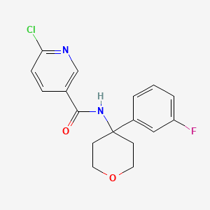 molecular formula C17H16ClFN2O2 B2557396 6-Chloro-N-[4-(3-fluorophenyl)oxan-4-YL]pyridine-3-carboxamide CAS No. 1385425-20-6