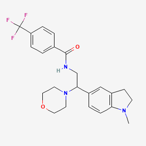 molecular formula C23H26F3N3O2 B2557407 N-(2-(1-methylindolin-5-yl)-2-morpholinoethyl)-4-(trifluoromethyl)benzamide CAS No. 922033-98-5