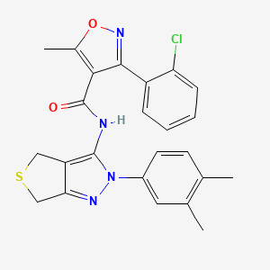 molecular formula C24H21ClN4O2S B2557428 3-(2-chlorophenyl)-N-(2-(3,4-dimethylphenyl)-4,6-dihydro-2H-thieno[3,4-c]pyrazol-3-yl)-5-methylisoxazole-4-carboxamide CAS No. 681269-79-4