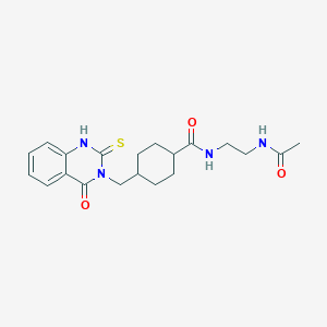 molecular formula C20H26N4O3S B2557438 N-(2-acetamidoethyl)-4-((4-oxo-2-thioxo-1,2-dihydroquinazolin-3(4H)-yl)methyl)cyclohexanecarboxamide CAS No. 689764-62-3