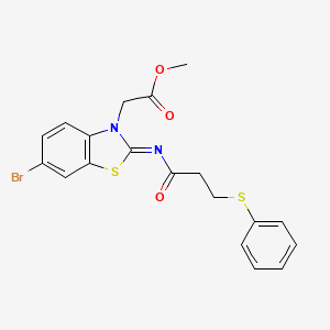 molecular formula C19H17BrN2O3S2 B2557443 (Z)-methyl 2-(6-bromo-2-((3-(phenylthio)propanoyl)imino)benzo[d]thiazol-3(2H)-yl)acetate CAS No. 865249-19-0