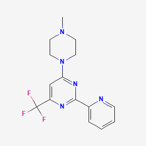 molecular formula C15H16F3N5 B2557457 4-(4-Methylpiperazino)-2-(2-pyridinyl)-6-(trifluoromethyl)pyrimidine CAS No. 338418-12-5
