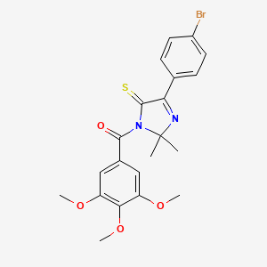 molecular formula C21H21BrN2O4S B2557465 (4-(4-溴苯基)-2,2-二甲基-5-硫代-2,5-二氢-1H-咪唑-1-基)(3,4,5-三甲氧基苯基)甲酮 CAS No. 899916-86-0