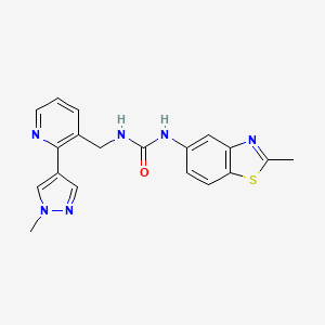 molecular formula C19H18N6OS B2557473 1-((2-(1-methyl-1H-pyrazol-4-yl)pyridin-3-yl)methyl)-3-(2-methylbenzo[d]thiazol-5-yl)urea CAS No. 2034336-47-3