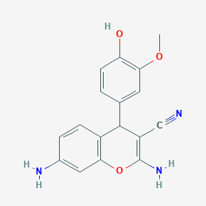 molecular formula C17H15N3O3 B255748 2,7-diamino-4-(4-hydroxy-3-methoxyphenyl)-4H-chromene-3-carbonitrile 