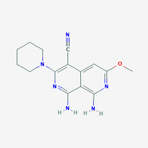 molecular formula C15H18N6O B2557495 1,8-Diamino-6-methoxy-3-piperidin-1-yl-2,7-naphthyridine-4-carbonitrile CAS No. 380570-19-4