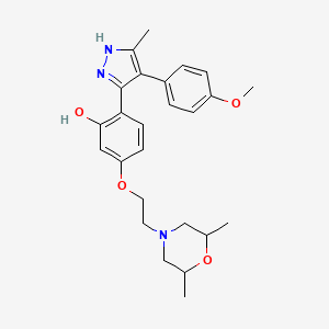 molecular formula C25H31N3O4 B2557497 5-(2-(2,6-二甲基吗啉)乙氧基)-2-(4-(4-甲氧基苯基)-5-甲基-1H-吡唑-3-基)苯酚 CAS No. 1093065-78-1