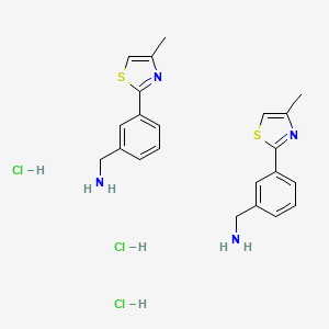 molecular formula C22H27Cl3N4S2 B2557508 [3-(4-Methyl-1,3-thiazol-2-yl)phenyl]methanamine;trihydrochloride CAS No. 2288709-35-1