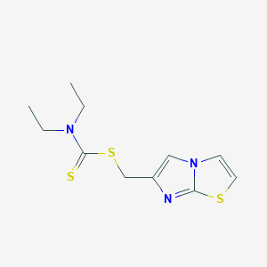 molecular formula C11H15N3S3 B255752 Imidazo[2,1-b][1,3]thiazol-6-ylmethyl diethyldithiocarbamate 