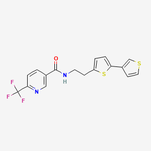 molecular formula C17H13F3N2OS2 B2557523 N-(2-([2,3'-联噻吩]-5-基)乙基)-6-(三氟甲基)烟酰胺 CAS No. 2034565-13-2