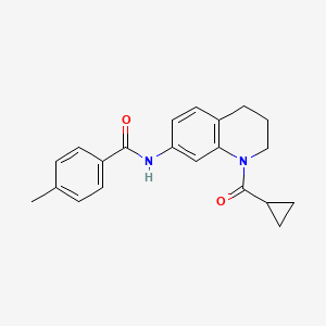 molecular formula C21H22N2O2 B2557525 N-[1-(cyclopropanecarbonyl)-3,4-dihydro-2H-quinolin-7-yl]-4-methylbenzamide CAS No. 898465-40-2