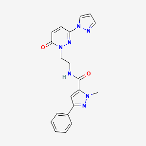 1-methyl-N-(2-(6-oxo-3-(1H-pyrazol-1-yl)pyridazin-1(6H)-yl)ethyl)-3-phenyl-1H-pyrazole-5-carboxamide