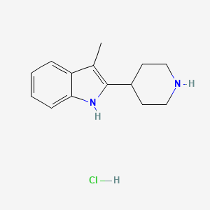 molecular formula C14H19ClN2 B2557529 3-甲基-2-哌啶-4-基-1H-吲哚;盐酸盐 CAS No. 2361636-17-9