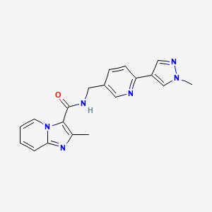 molecular formula C19H18N6O B2557530 2-methyl-N-((6-(1-methyl-1H-pyrazol-4-yl)pyridin-3-yl)methyl)imidazo[1,2-a]pyridine-3-carboxamide CAS No. 2034522-11-5