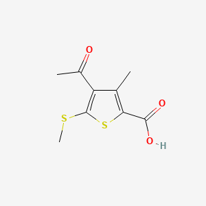 molecular formula C9H10O3S2 B2557537 4-Acetyl-3-methyl-5-(methylsulfanyl)-2-thiophenecarboxylic acid CAS No. 74597-87-8