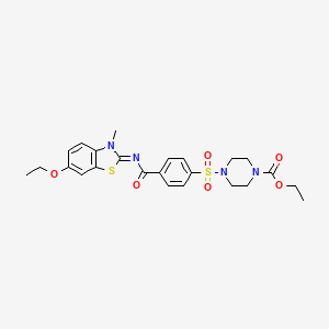 molecular formula C24H28N4O6S2 B2557543 (Z)-ethyl 4-((4-((6-ethoxy-3-methylbenzo[d]thiazol-2(3H)-ylidene)carbamoyl)phenyl)sulfonyl)piperazine-1-carboxylate CAS No. 398997-75-6