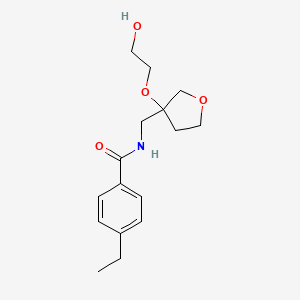 molecular formula C16H23NO4 B2557546 4-ethyl-N-((3-(2-hydroxyethoxy)tetrahydrofuran-3-yl)methyl)benzamide CAS No. 2320574-21-6