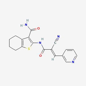(E)-2-(2-cyano-3-(pyridin-3-yl)acrylamido)-4,5,6,7-tetrahydrobenzo[b]thiophene-3-carboxamide