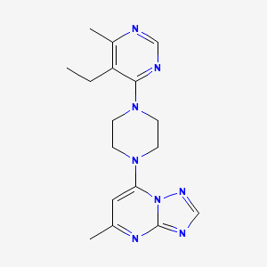 molecular formula C17H22N8 B2557559 7-[4-(5-Ethyl-6-methylpyrimidin-4-yl)piperazin-1-yl]-5-methyl-[1,2,4]triazolo[1,5-a]pyrimidine CAS No. 2380172-57-4