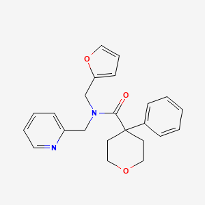 N-(furan-2-ylmethyl)-4-phenyl-N-(pyridin-2-ylmethyl)tetrahydro-2H-pyran-4-carboxamide