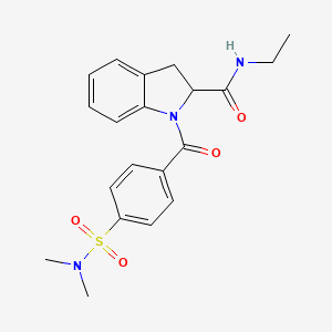 molecular formula C20H23N3O4S B2557578 1-(4-(N,N-dimethylsulfamoyl)benzoyl)-N-ethylindoline-2-carboxamide CAS No. 1103515-51-0