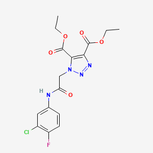 molecular formula C16H16ClFN4O5 B2557591 diethyl 1-(2-((3-chloro-4-fluorophenyl)amino)-2-oxoethyl)-1H-1,2,3-triazole-4,5-dicarboxylate CAS No. 912781-28-3