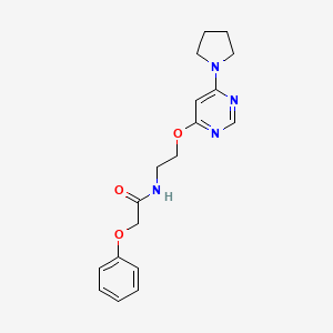 molecular formula C18H22N4O3 B2557597 2-苯氧基-N-(2-((6-(吡咯烷-1-基)嘧啶-4-基)氧基)乙基)乙酰胺 CAS No. 1203145-85-0