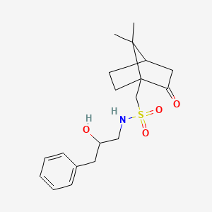molecular formula C19H27NO4S B2557603 1-(7,7-dimethyl-2-oxobicyclo[2.2.1]heptan-1-yl)-N-(2-hydroxy-3-phenylpropyl)methanesulfonamide CAS No. 2034408-25-6