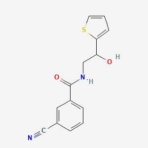 molecular formula C14H12N2O2S B2557605 3-cyano-N-(2-hydroxy-2-(thiophen-2-yl)ethyl)benzamide CAS No. 1705722-95-7