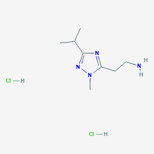 molecular formula C8H18Cl2N4 B2557606 2-(2-Methyl-5-propan-2-yl-1,2,4-triazol-3-yl)ethanamine;dihydrochloride CAS No. 2137766-72-2