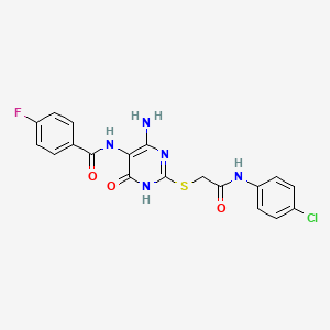 N-(4-amino-2-((2-((4-chlorophenyl)amino)-2-oxoethyl)thio)-6-oxo-1,6-dihydropyrimidin-5-yl)-4-fluorobenzamide